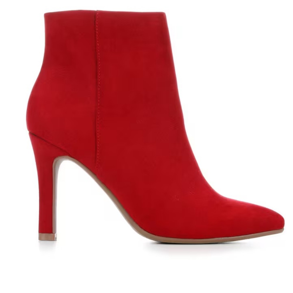 Sugar Vecna Suede Booties In Red Micro, Size 7, NWOB, Perfect Condition